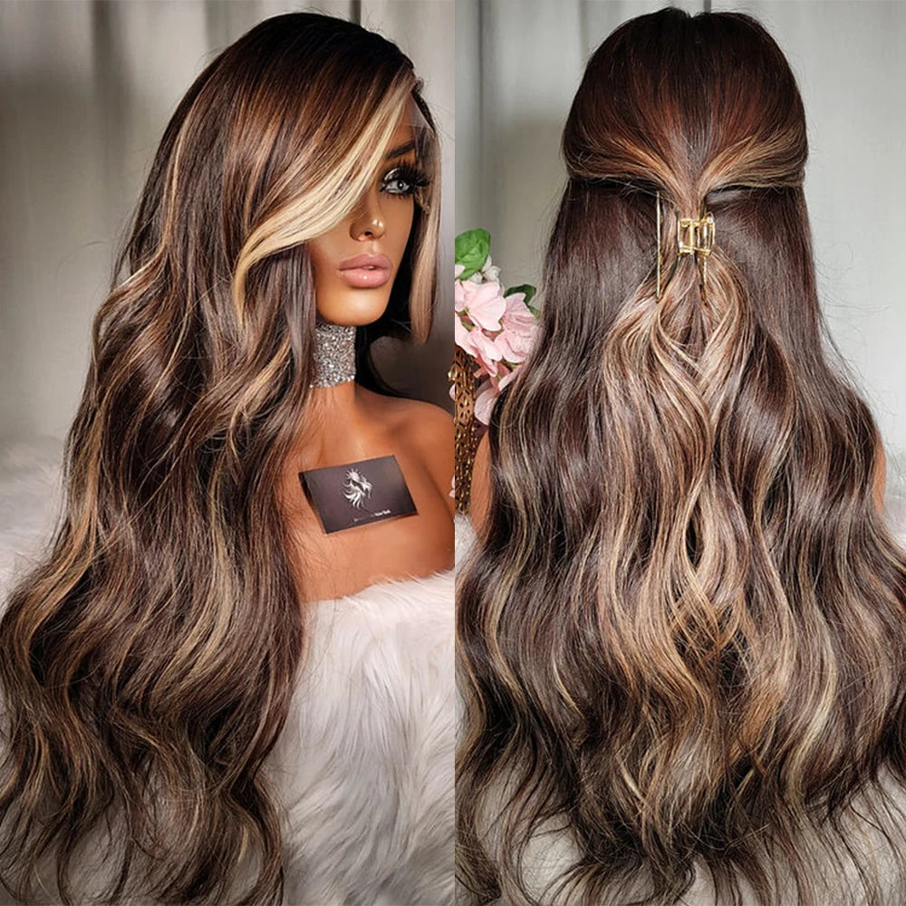 Ombre Honungsbrun Blond – HD Lace Front Peruk