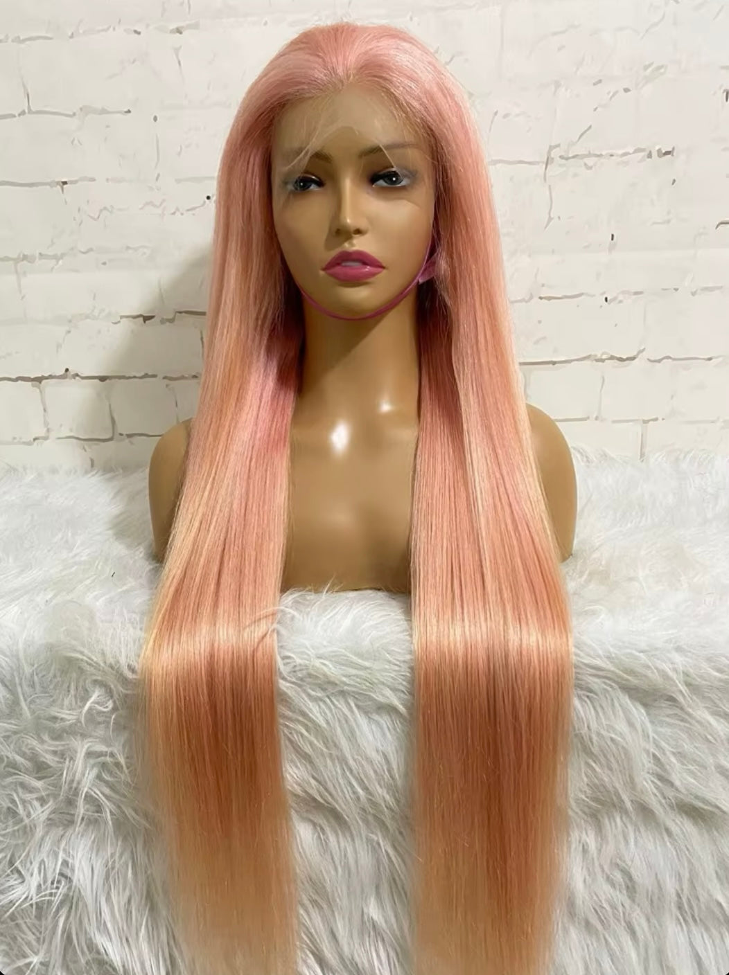 Rosa Peruk Body Wave i Äkta Hår