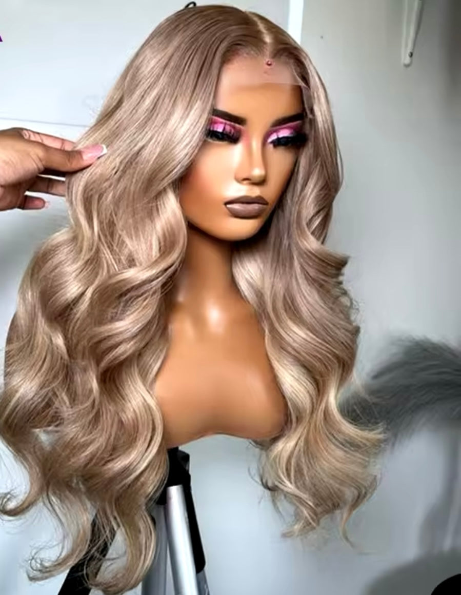 Light Ash Blonde Transparent Lace Frontal Peruk